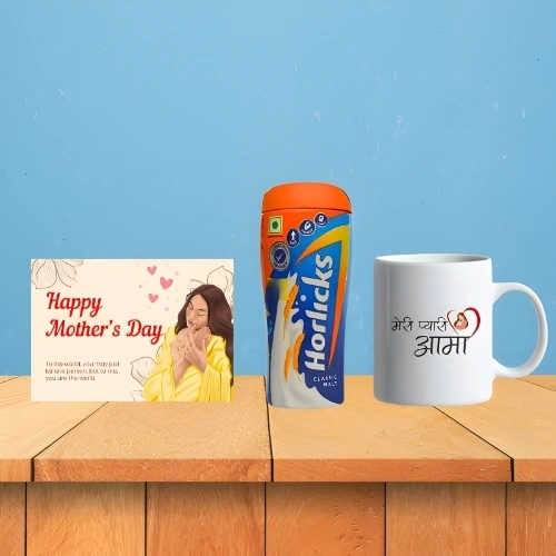 Heartwarming Mother’s Day Gift Set: Horlicks, Personalized Mug & Greeting Card